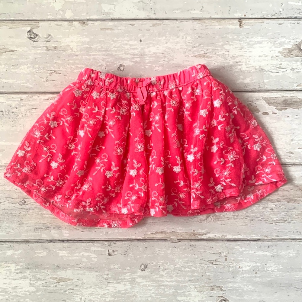 Girls 12m Hot Pink Floral Skirt Tulle Flowers Tutu Genuine Kids Baby Toddler